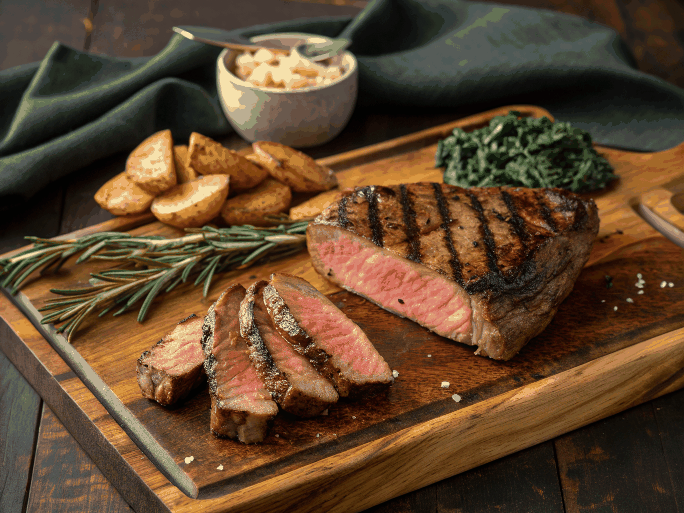 Wood-fired porterhouse steak with rosemary