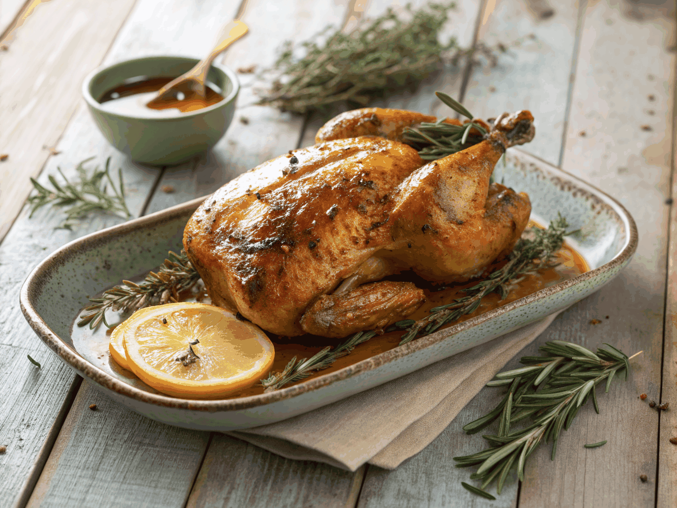 Brick-pressed roasted chicken with lemon