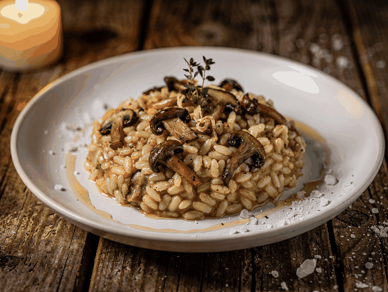 Creamy mushroom risotto with fresh herbs