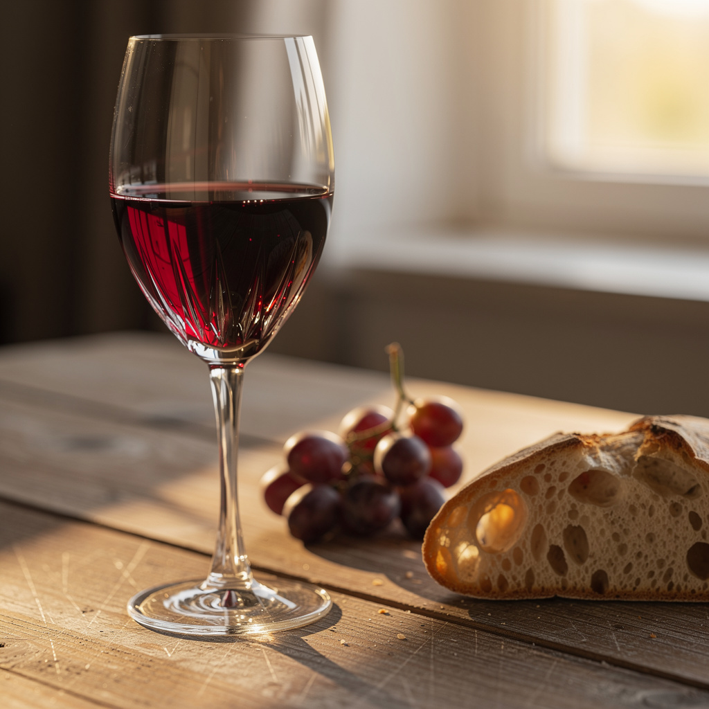 Glass of red Brunello wine